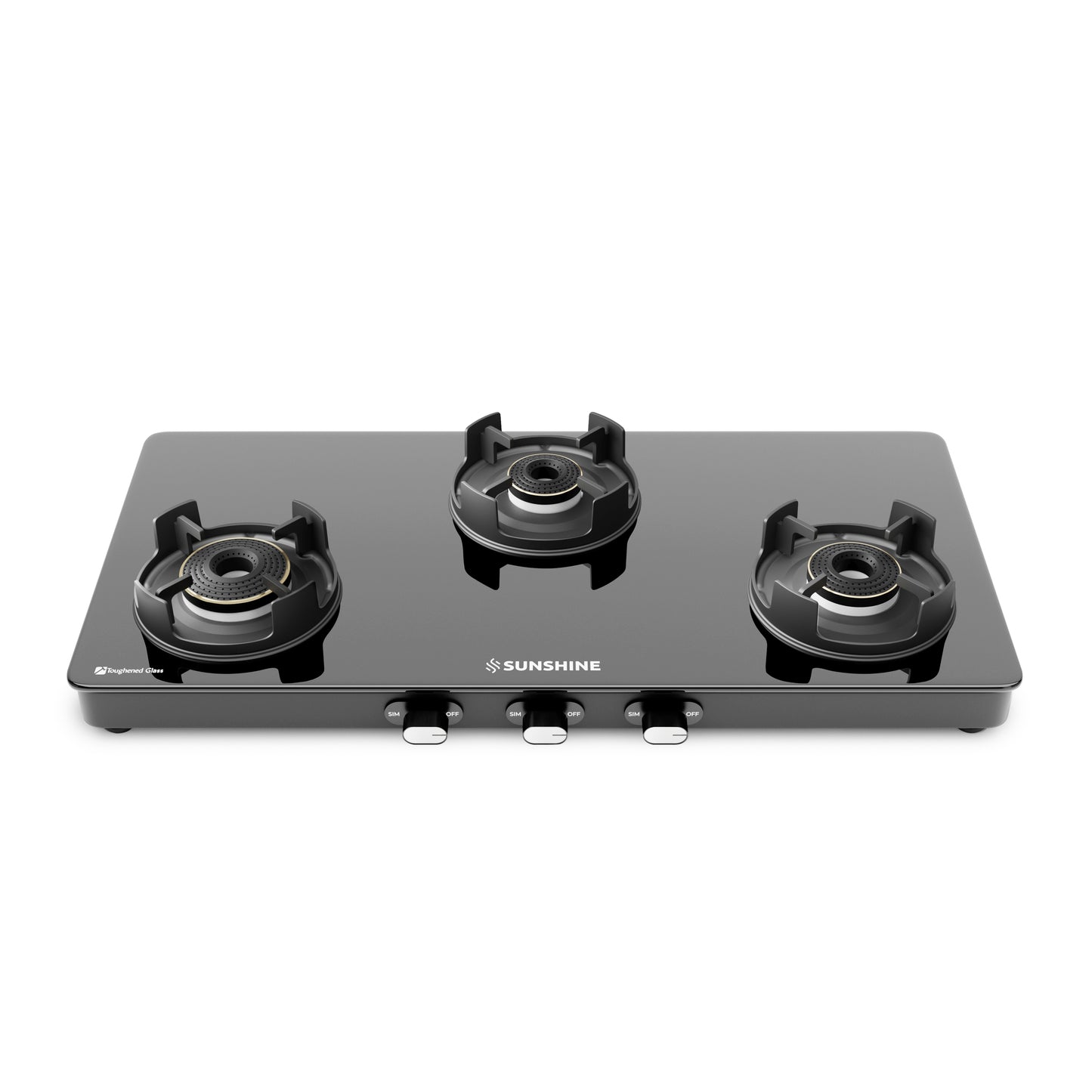 Sunshine Regal Pro 3 Burner Gas Stove Toughened Glass Cooktop Manual Ignition