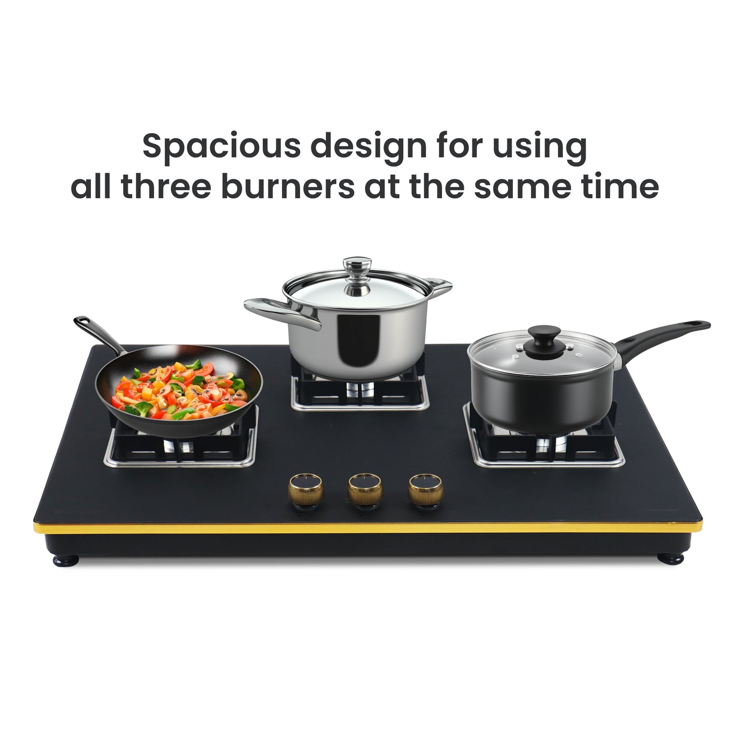 Sunshine Shine Gold Three Burner Gas Stove/Hob Top Auto Ignition