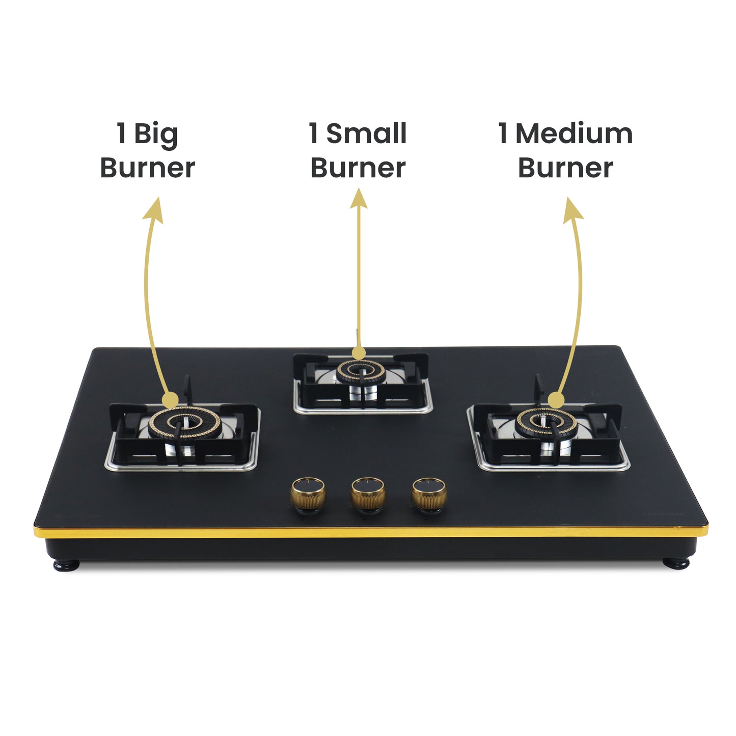 Sunshine Shine Gold Three Burner Gas Stove/Hob Top Auto Ignition