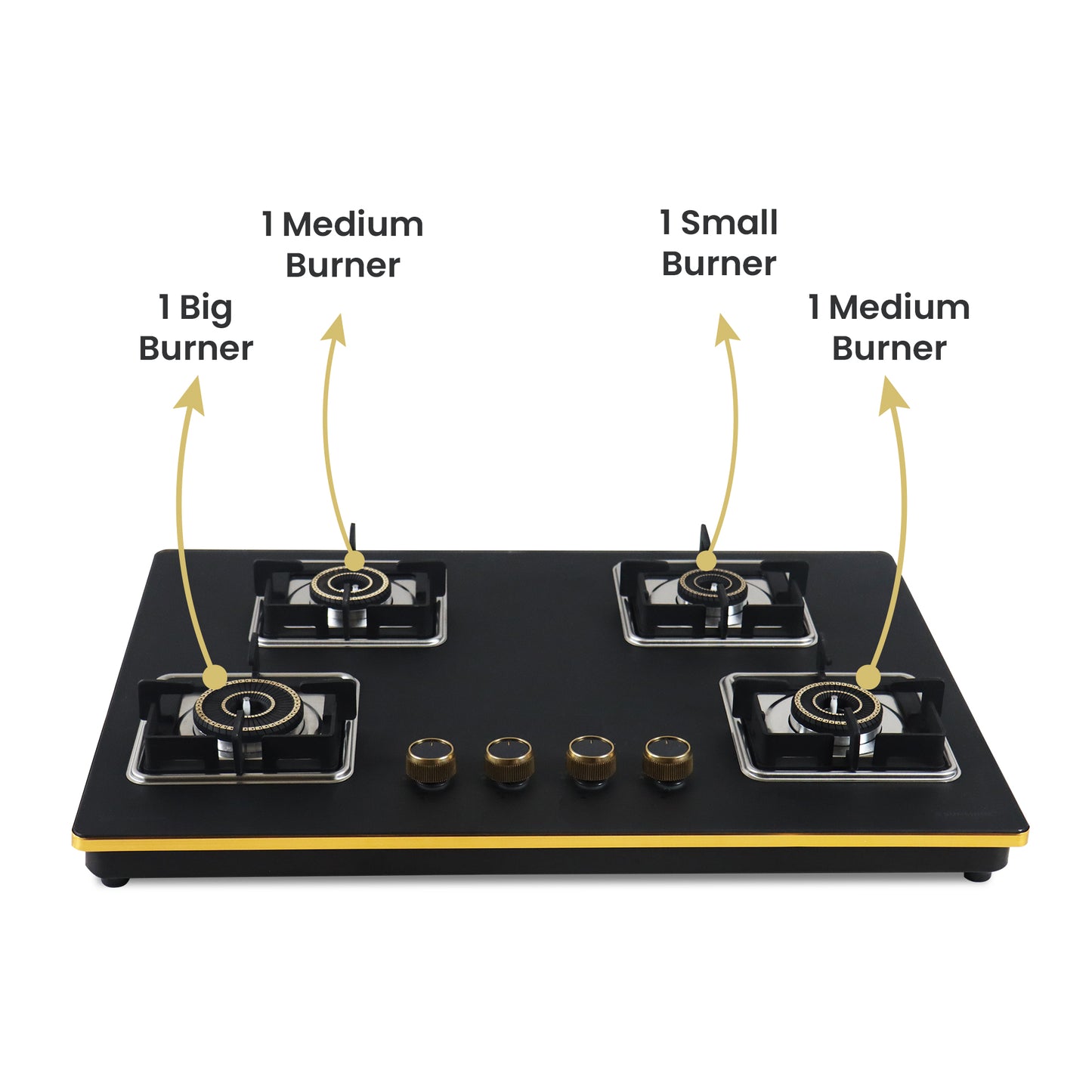 Sunshine Shine Gold Four Burner Gas Stove/Hob Top Auto Ignition