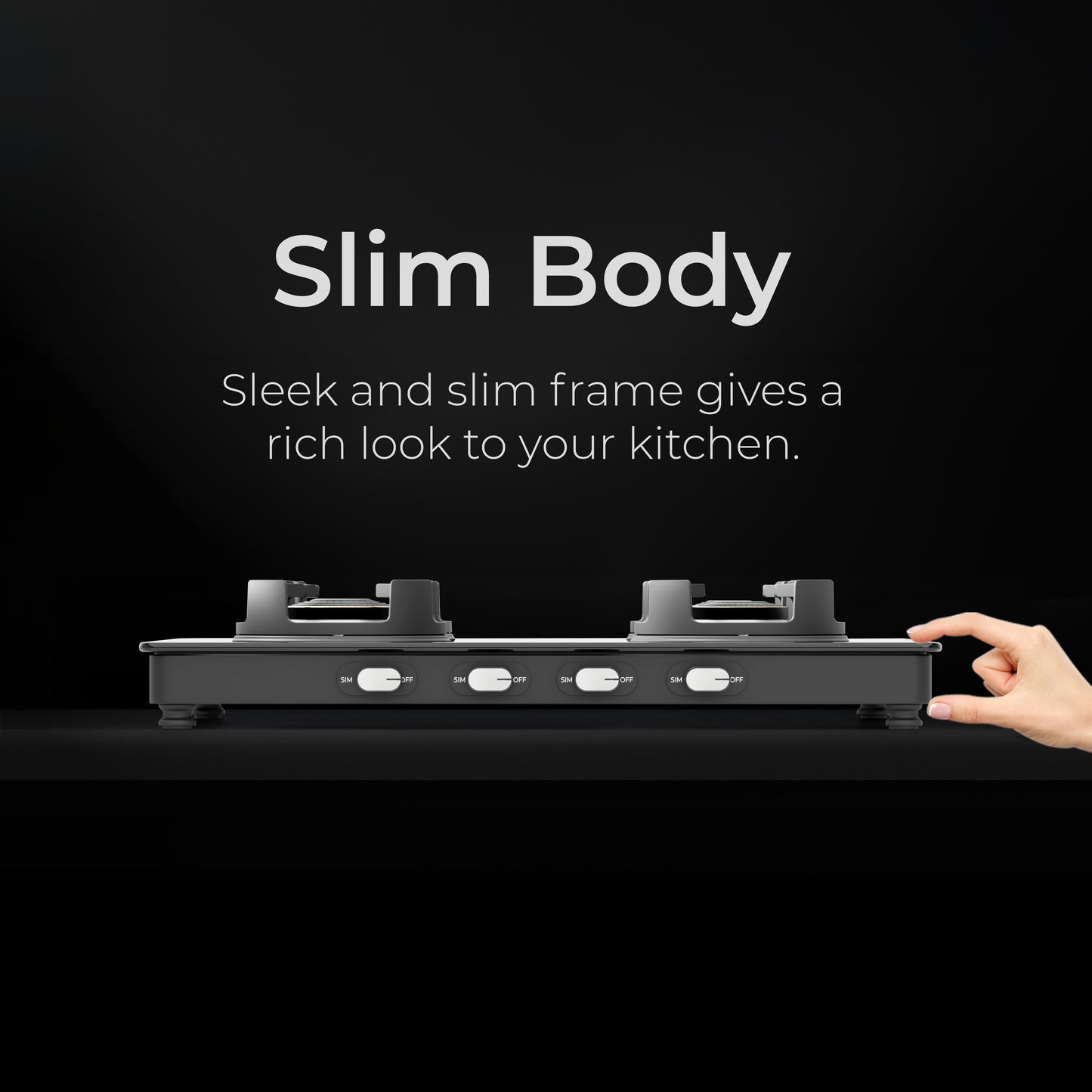 Sunshine Regal Pro 4 Burner Gas Stove Toughened Glass Cooktop Manual Ignition