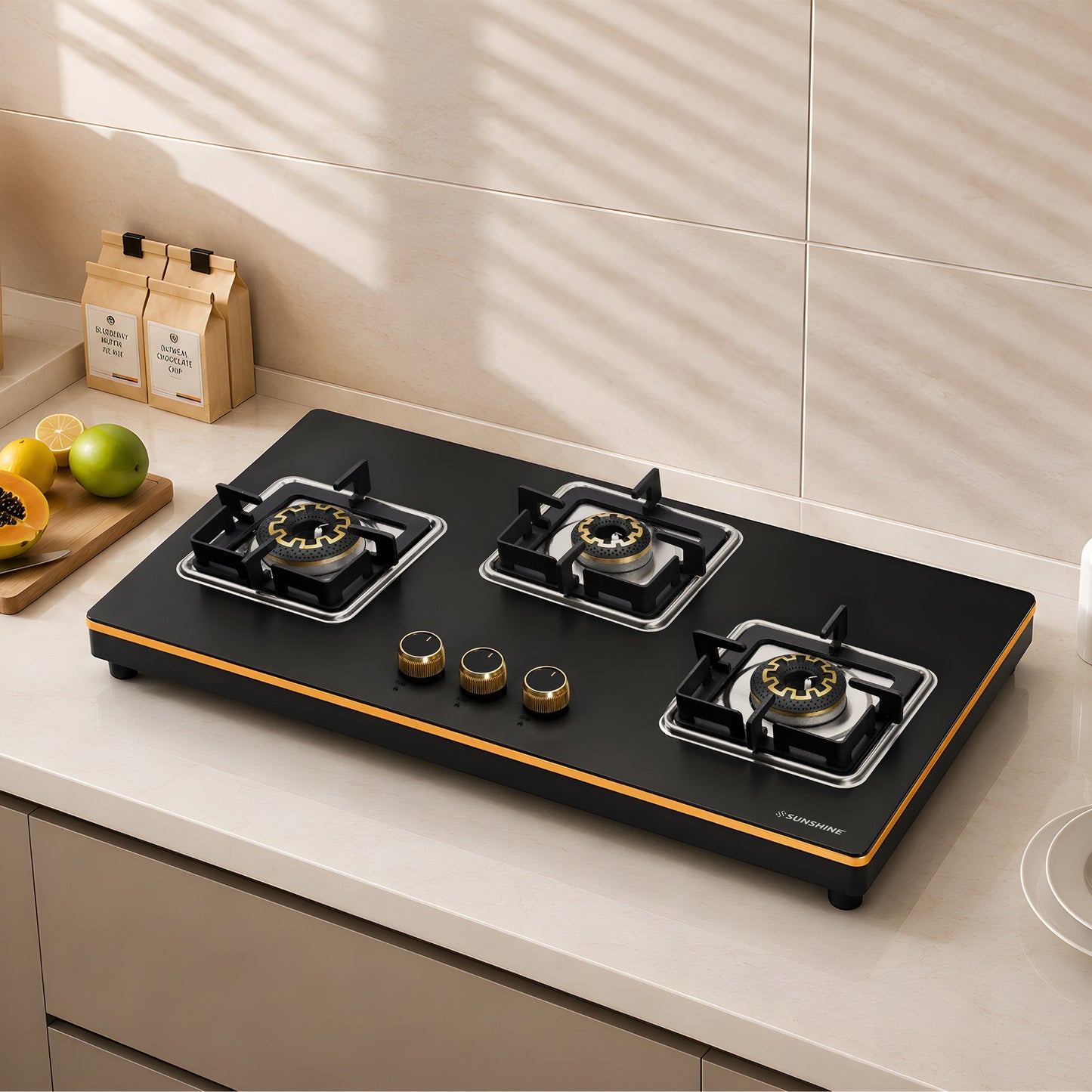 Shine Gold Hob Cooktop | 3 & 4 Burners