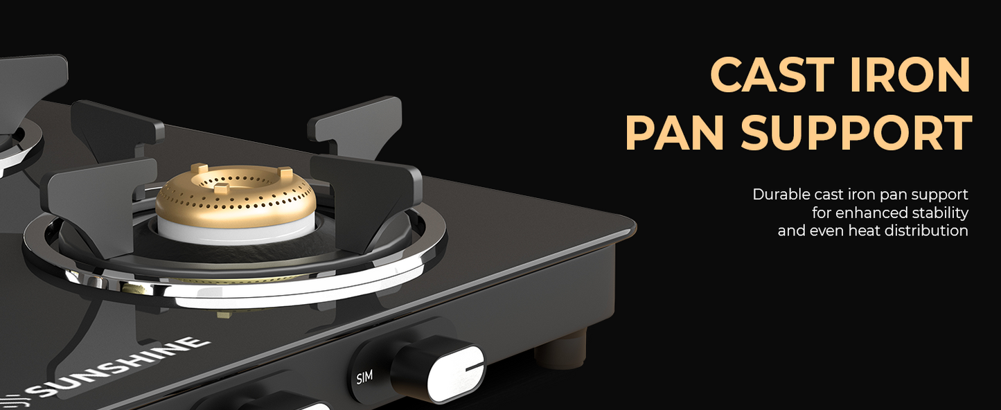 Sunshine Phoenix 3 Burner Gas Stove Cooktop Manual Ignition