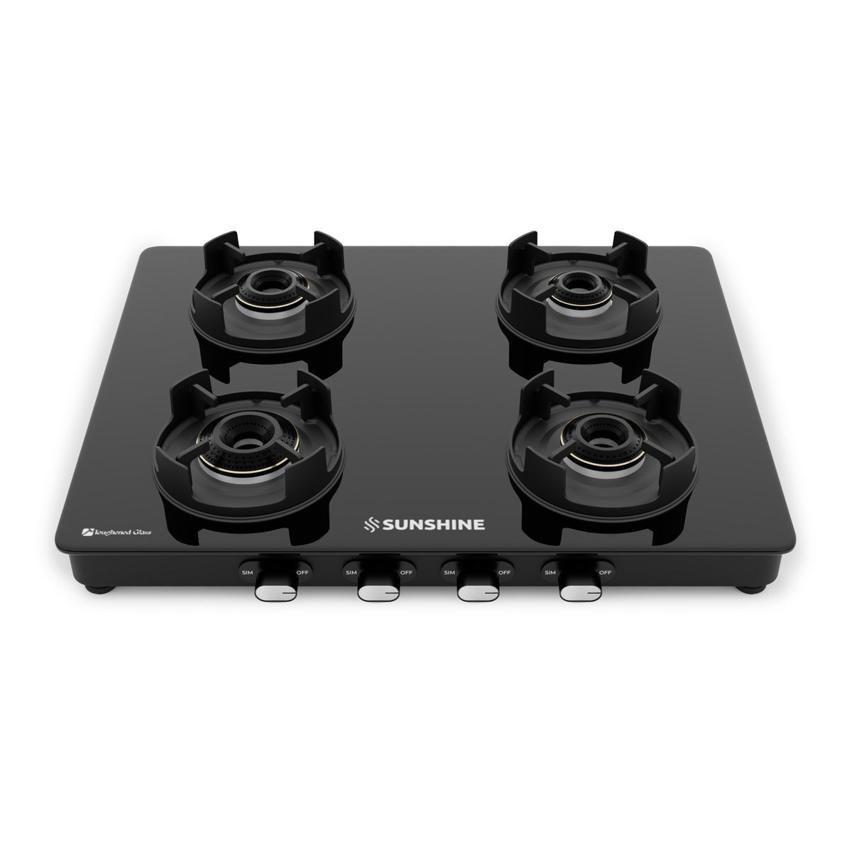 Sunshine Regal Pro 4 Burner Gas Stove Toughened Glass Cooktop Manual Ignition