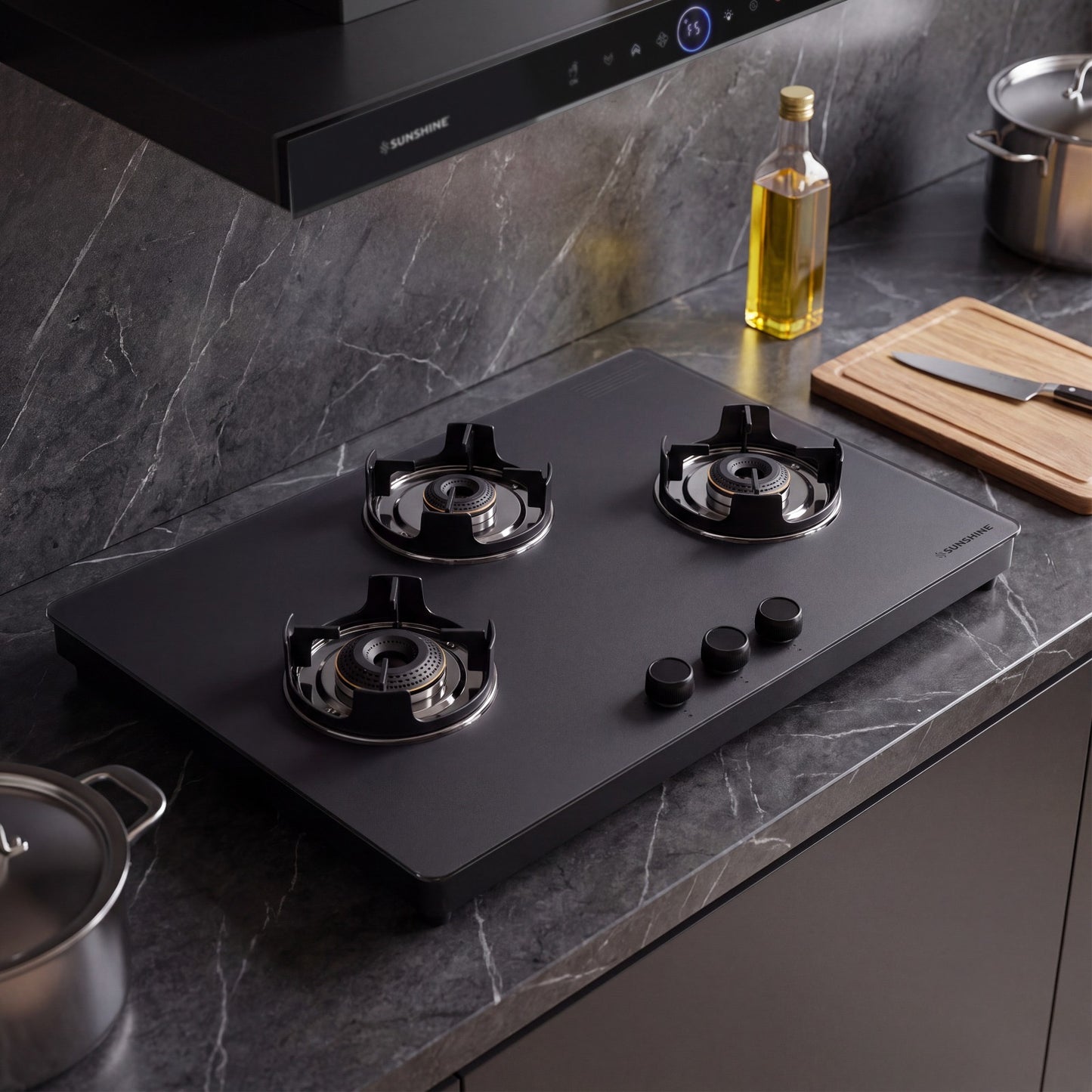 Sunshine Defender 3 Burner Matte Hob Top | 10-Year Warranty | Manual Ignition