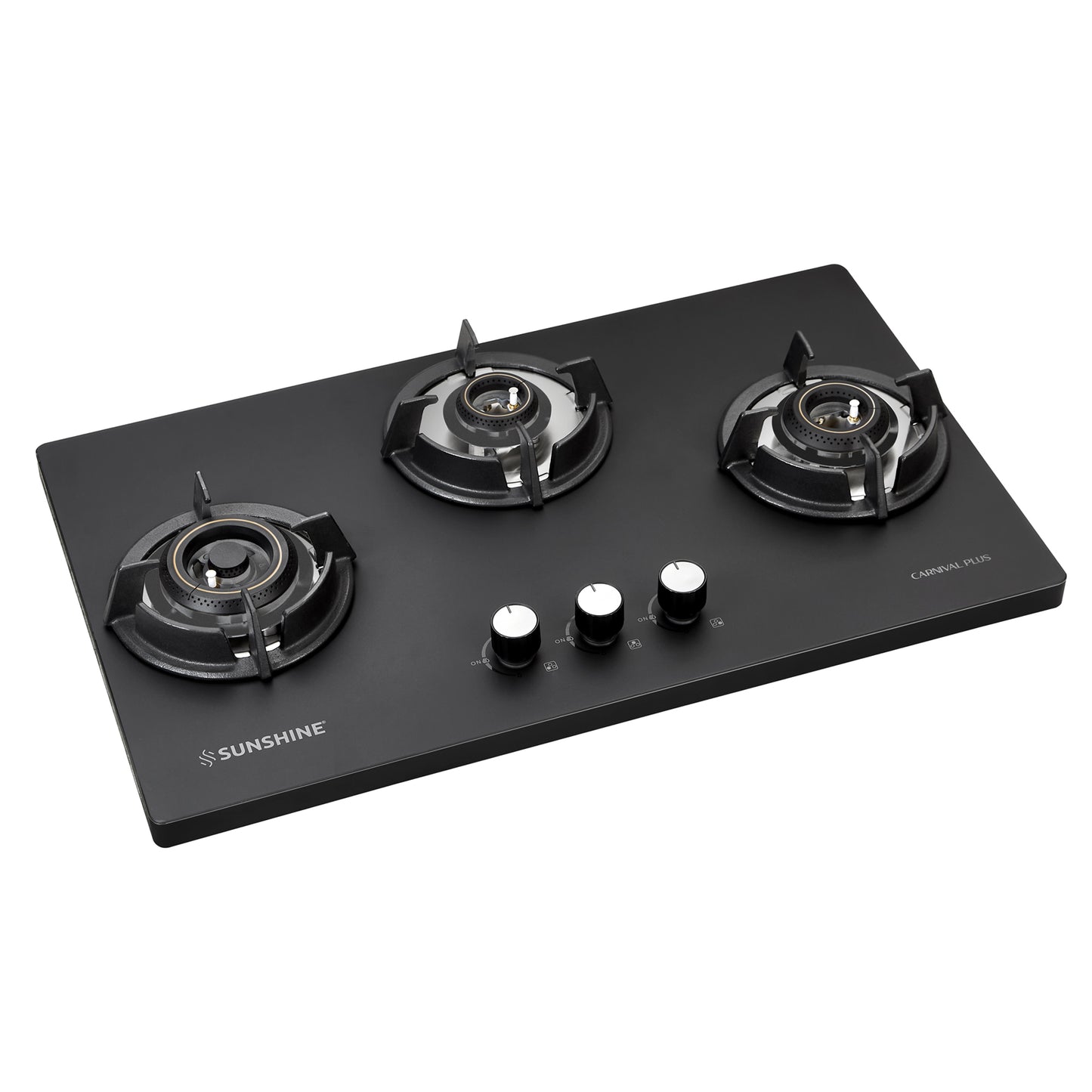 Sunshine Carnival Plus Brass Burner Matt Finish Super Slim Tablet Hob 3 Burner Auto Ignition