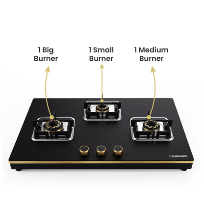 Shine Gold Hob Cooktop | 3 & 4 Burners