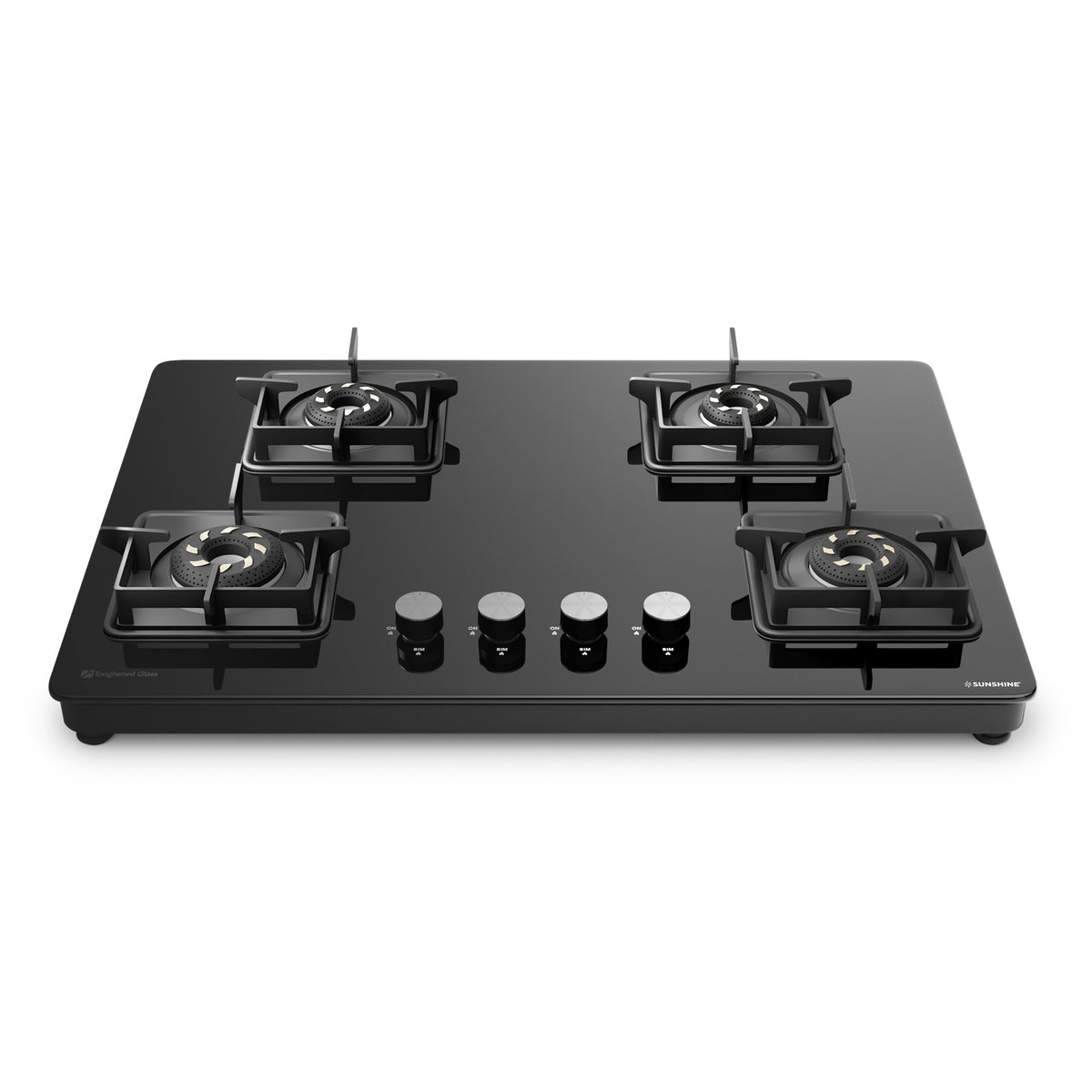 Magnite 4 Burner Glass Hob Top | SABAF Valves | Manual Ignition