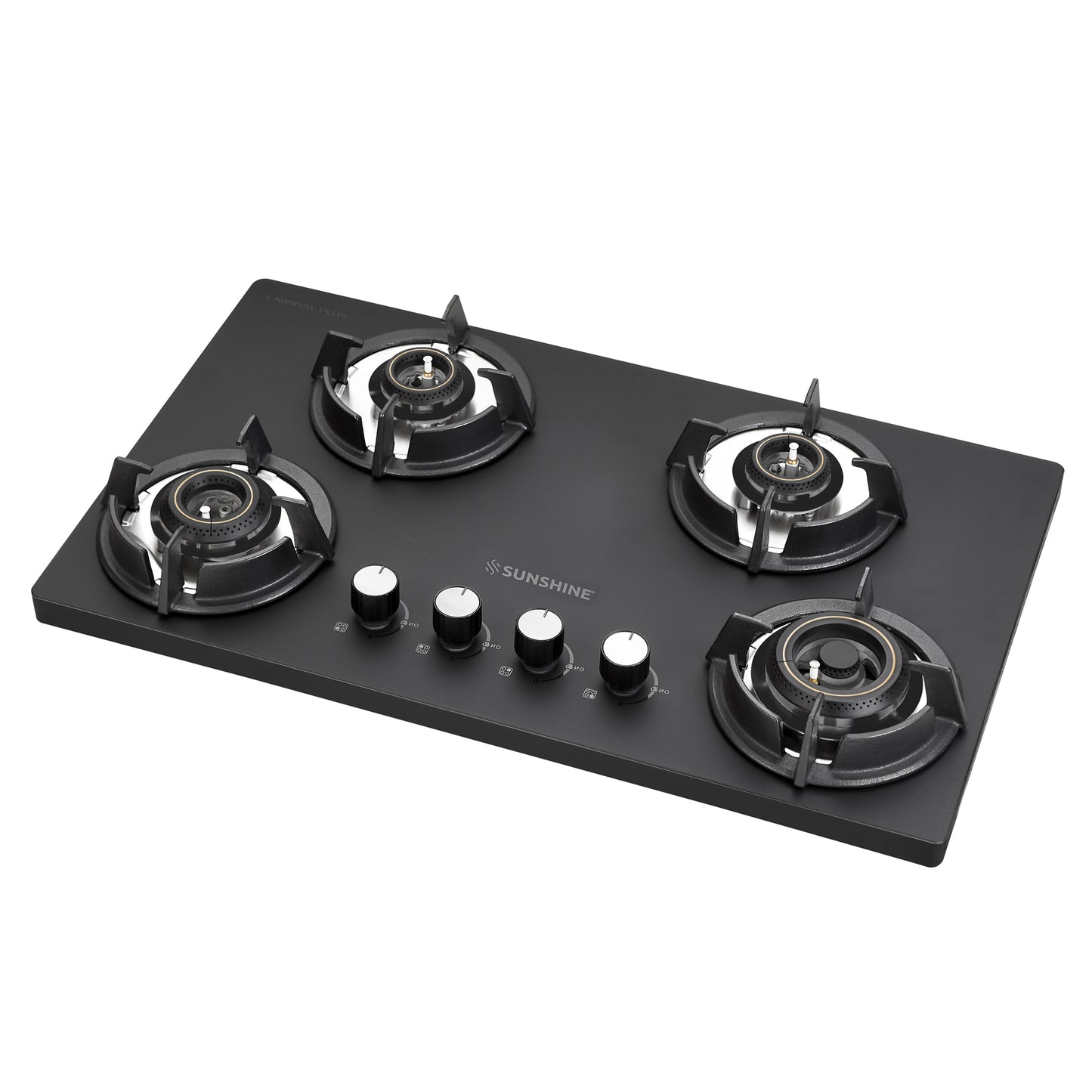 Sunshine Carnival Plus Brass Burner Matt Finish Super Slim Tablet Hob 4 Burner Auto Ignition