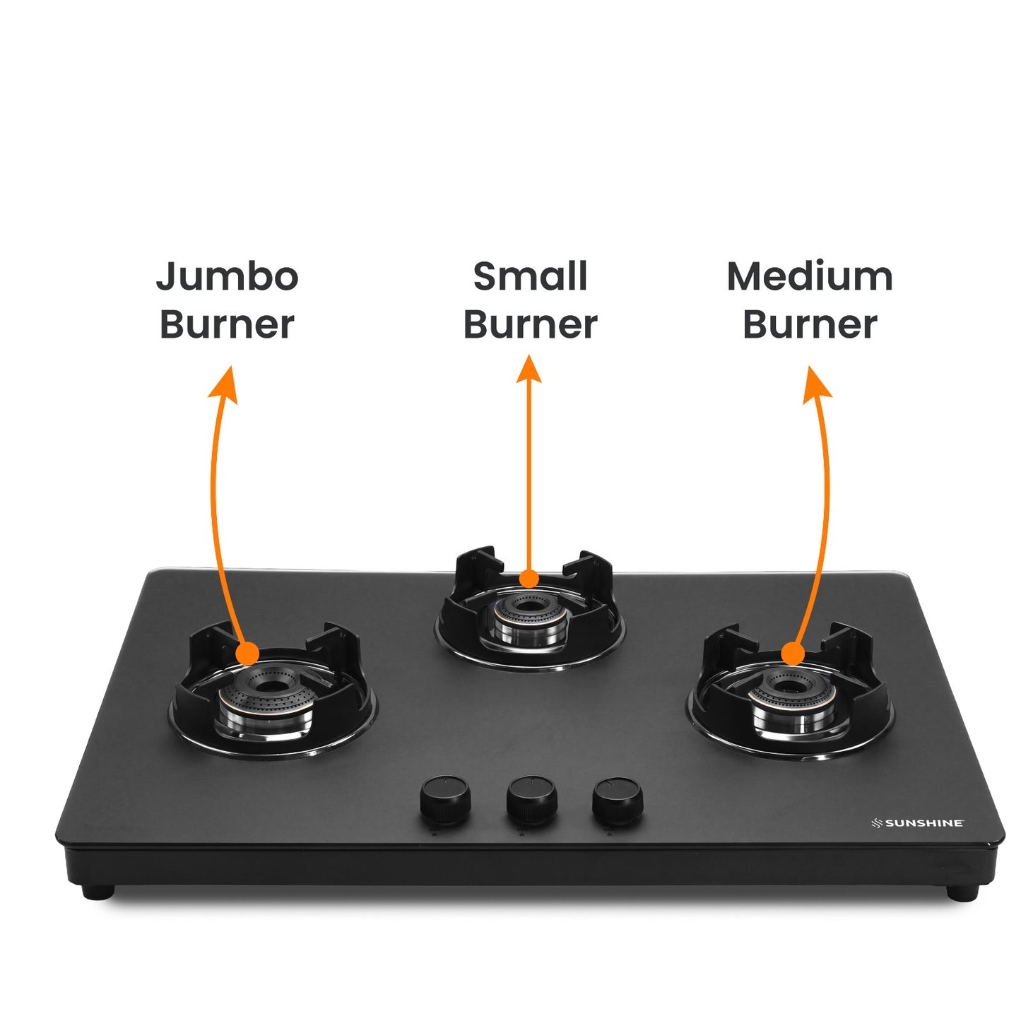 Sunshine Defender 3 Burner Matte Hob Top | 10-Year Warranty | Manual Ignition