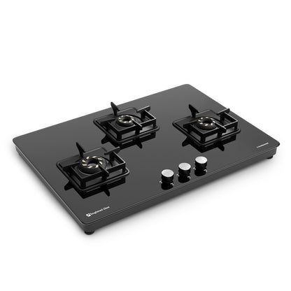 Sunshine Slimmest Magnite 3 Burner Glass Hob Top | SABAF Valves | Manual Ignition