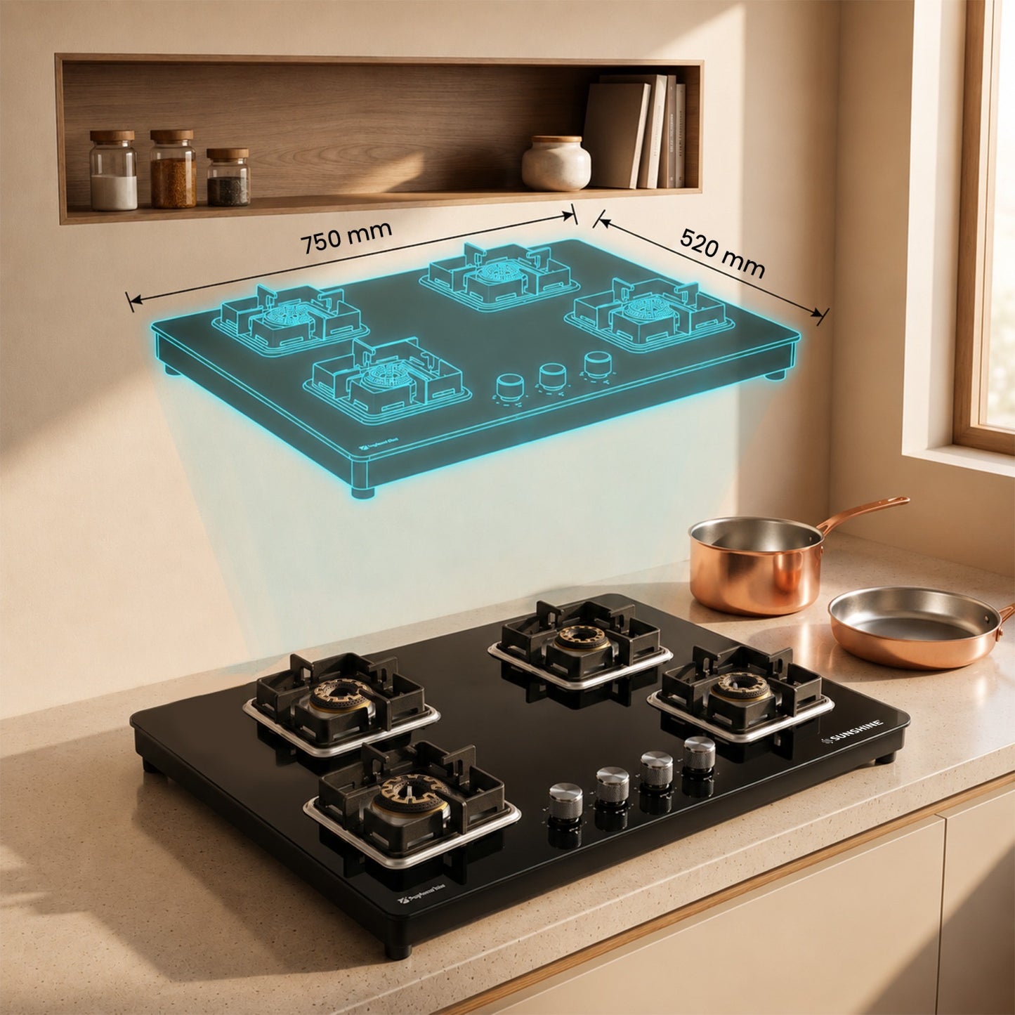 Sunshine Shine Hob Top | SABAF Italian Valves | 3, 4 & 5 Burner