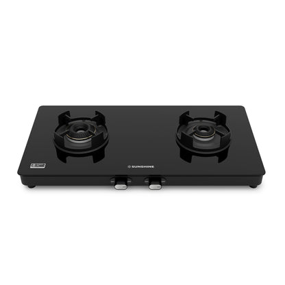 Sunshine Regal Pro 2 Burner Gas Stove Toughened Glass Cooktop Manual Ignition