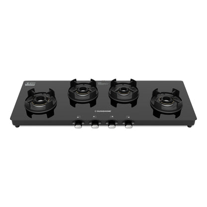 Sunshine Regal Excel Pro 4 Burner Gas Stove Toughened Glass Cooktop Manual Ignition
