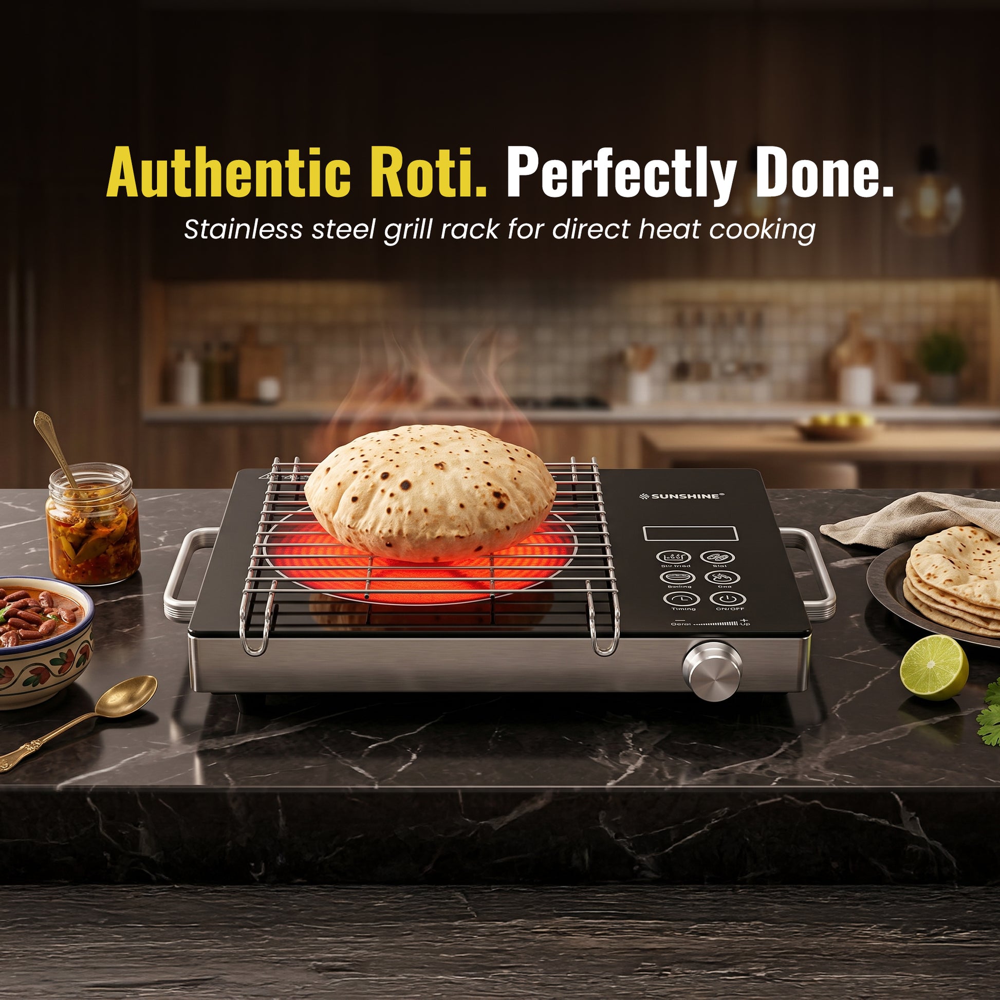 HeatWave Infrared Cooktop 2000W | 7 Cooking Modes | 60–700°C Temperature Control | Stainless Steel Body | Portable Infrared Cooker