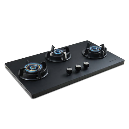 Sunshine Carnival Plus Brass Burner Matt Finish Super Slim Tablet Hob 3 Burner Auto Ignition