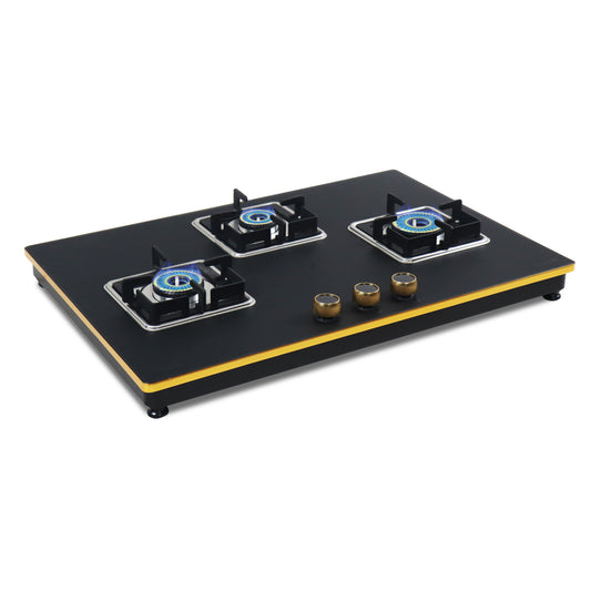 Sunshine Shine Gold Three Burner Gas Stove/Hob Top Auto Ignition