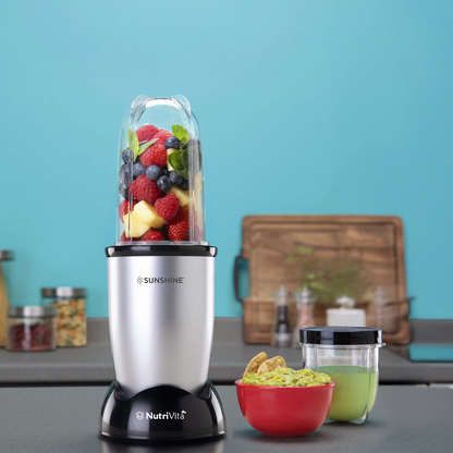 Sunshine Nutri Vita 450 2 In 1 Nutri Blender, Powerful 450 Watts Pure Copper Motor, Shakes and Juices, Stainless Steel Body, 2 Blade Set: Wet & Dry