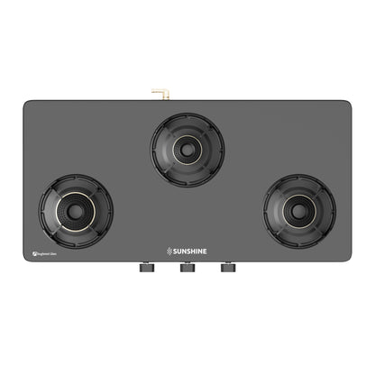 Sunshine Regal Pro 3 Burner Gas Stove Toughened Glass Cooktop Manual Ignition