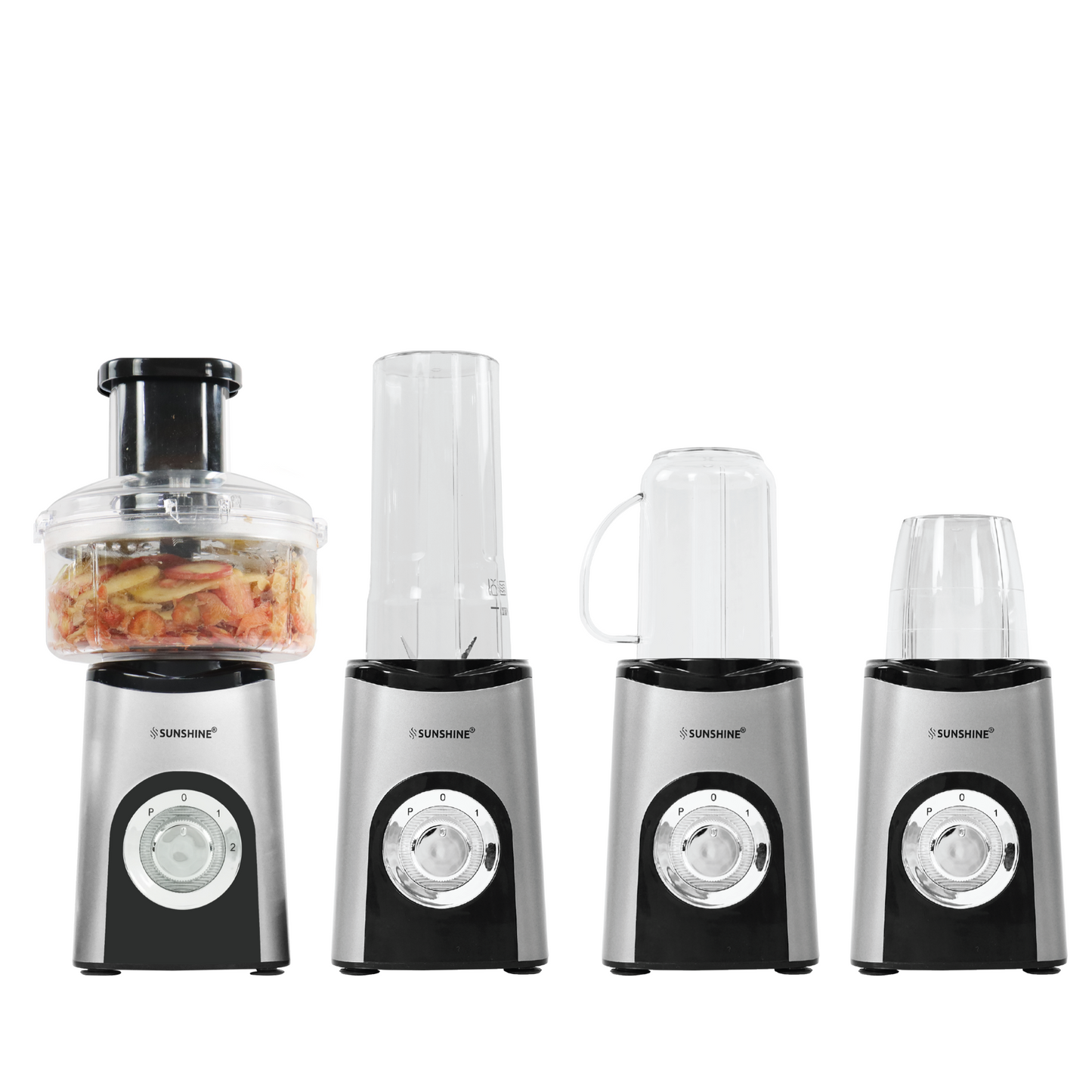 Sunshine Nutri Whirl 4 In 1 Nutri Blender, Powerful 500 Watts Pure Copper Motor, Blender for Food processor and Juices, Stainless Steel Body, 3 Blade Set: Wet & Dry