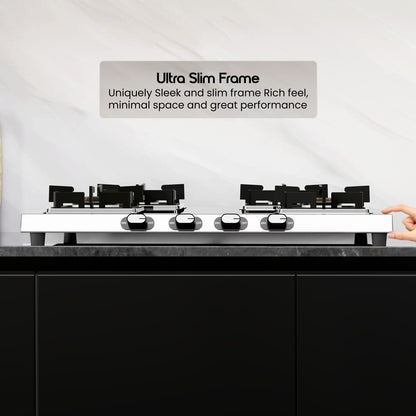 Sunshine Thunder 4 Burner | 4 Burner Stainless Steel Gas Stove | 5 Year Body & Burner Warranty By Sunshine | 5G Technology, LPG Ready & PNG Compatible (Silver)