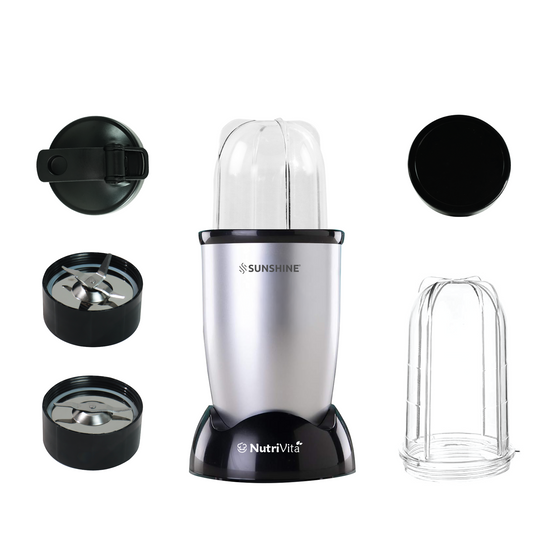 Sunshine Nutri Vita 450 2 In 1 Nutri Blender, Powerful 450 Watts Pure Copper Motor, Shakes and Juices, Stainless Steel Body, 2 Blade Set: Wet & Dry