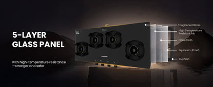 Sunshine Regal Excel Pro 4 Burner Gas Stove Toughened Glass Cooktop Manual Ignition