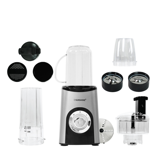 Sunshine Nutri Whirl 4 In 1 Nutri Blender, Powerful 500 Watts Pure Copper Motor, Blender for Food processor and Juices, Stainless Steel Body, 3 Blade Set: Wet & Dry