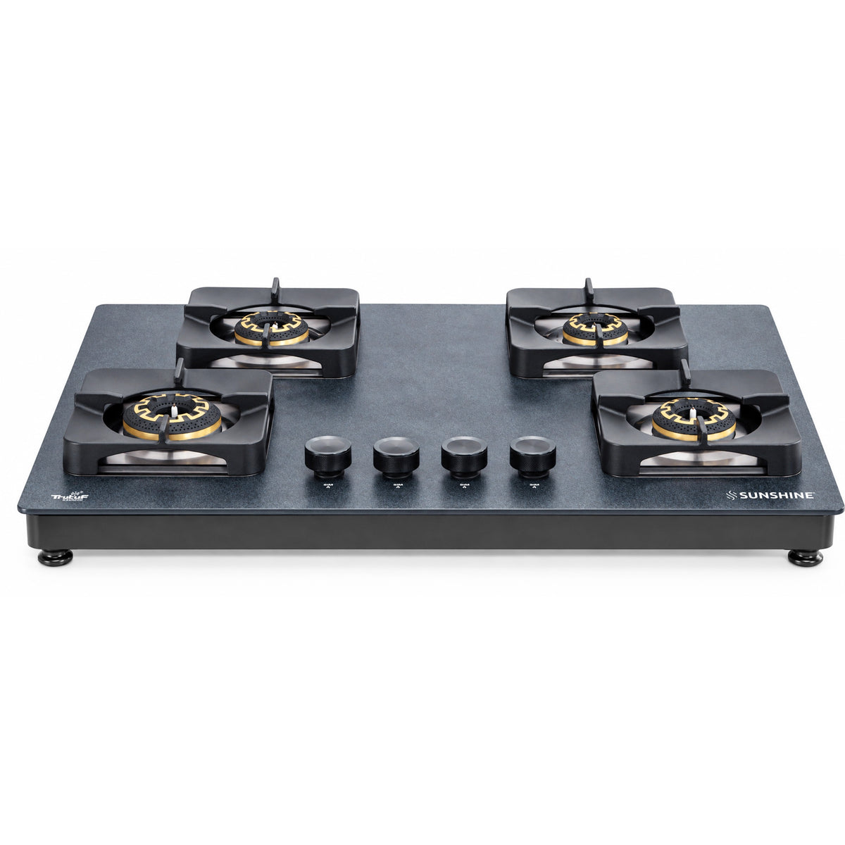 Rosetta 4 Burner Hobtop | Granite-Texture Toughened Glass | Brass Burners | 10 Year Warranty