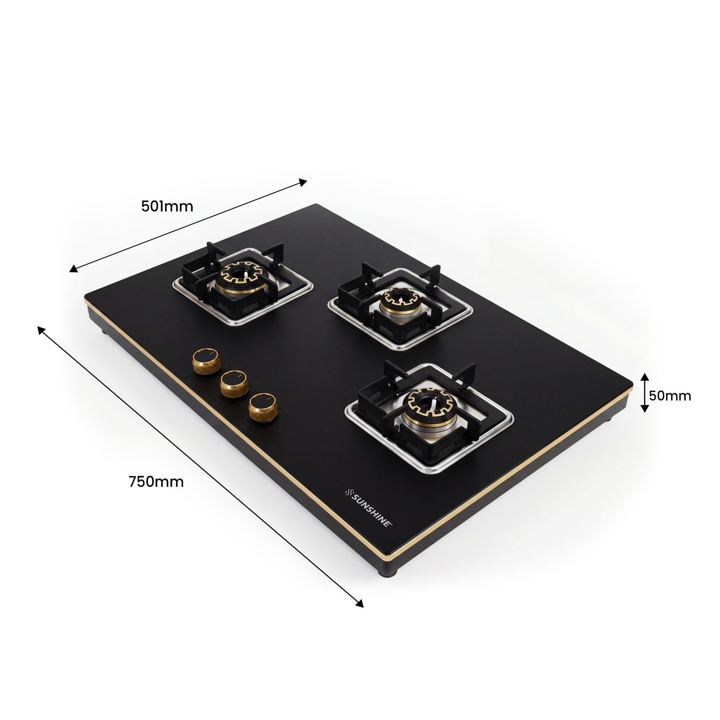 Shine Gold Hob Cooktop | 3 & 4 Burners