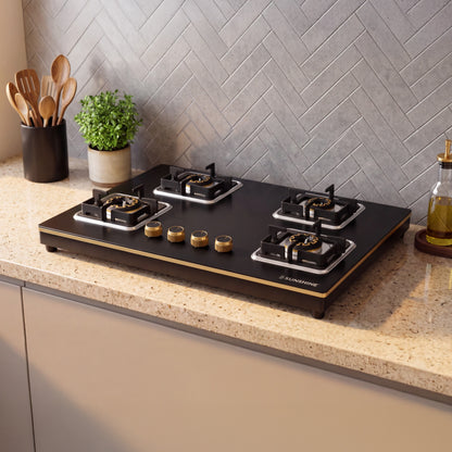 Shine Gold Hob Cooktop | 3 & 4 Burners