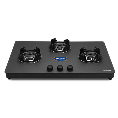 Sunshine Defender 3 Burner Matte Hob Top | 10-Year Warranty | Manual Ignition