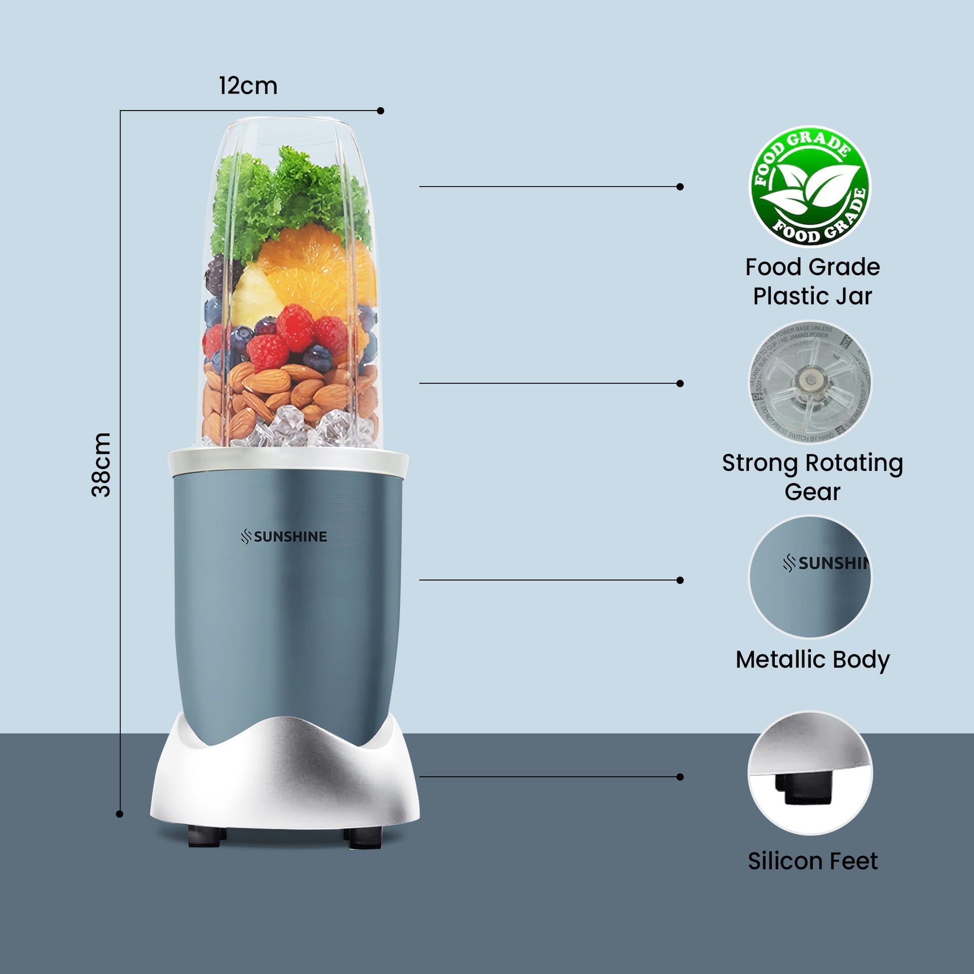 Sunshine Nutri Vita Pro 2 In 1 Nutri Blender 1000W Components