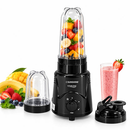 VitaBlend Nutri Blender 500W – Portable Blender & Grinder | 3-Speed Control | Blender Jar + Chutney Jar (Black)