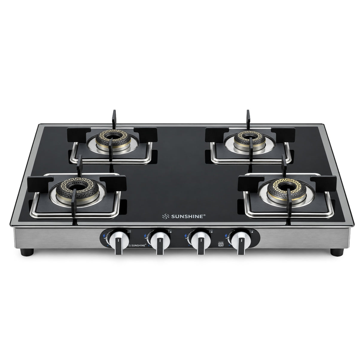 Arrow 4 Burner Gas Stove | Glass Top | 8D Brass Burner