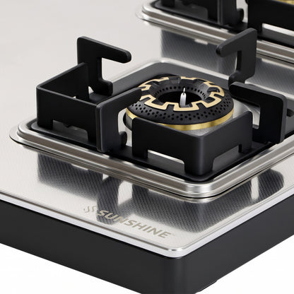 Rover Metal Hobtop – Honeycomb Steel Finish | 3 & 4 Burner |Brass Burners