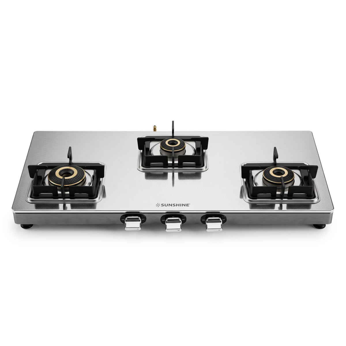 Cosmic Metal 3 Burner Gas Stove – Honeycomb Steel Finish, Brass Burners