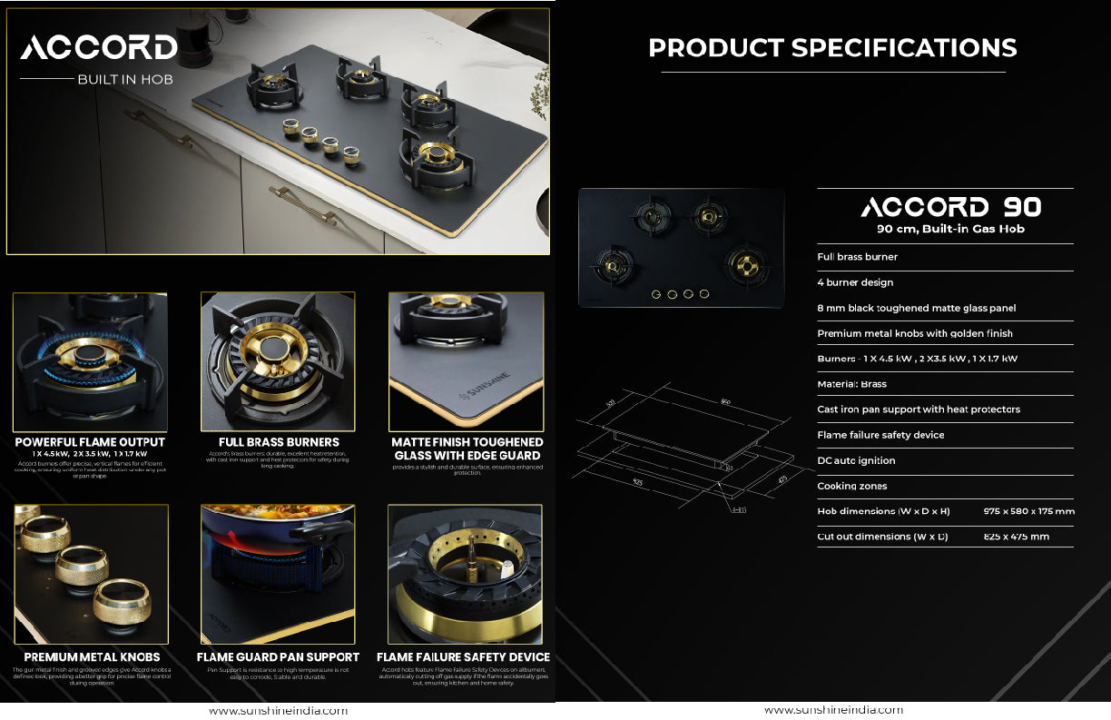 SUNSHINE ACCORD 4B 90 CM BUILT IN HOB