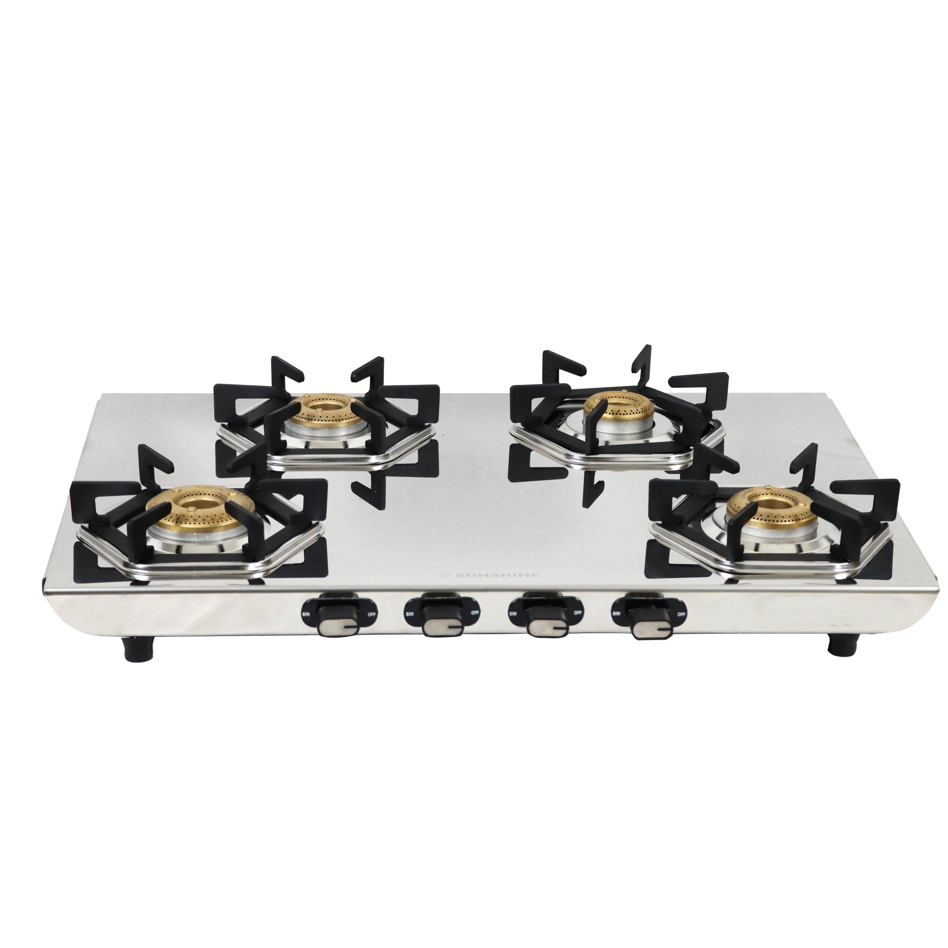 Sunshine Enzo Stainless Steel Cooktop, ISI Certified Manual Ignition 4 Burner Gas Stove, 2 Years General Warranty