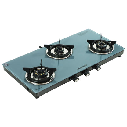 Sunshine Sonet 3 Burner Gas Stove Toughened Glass Cooktop Manual Ignition