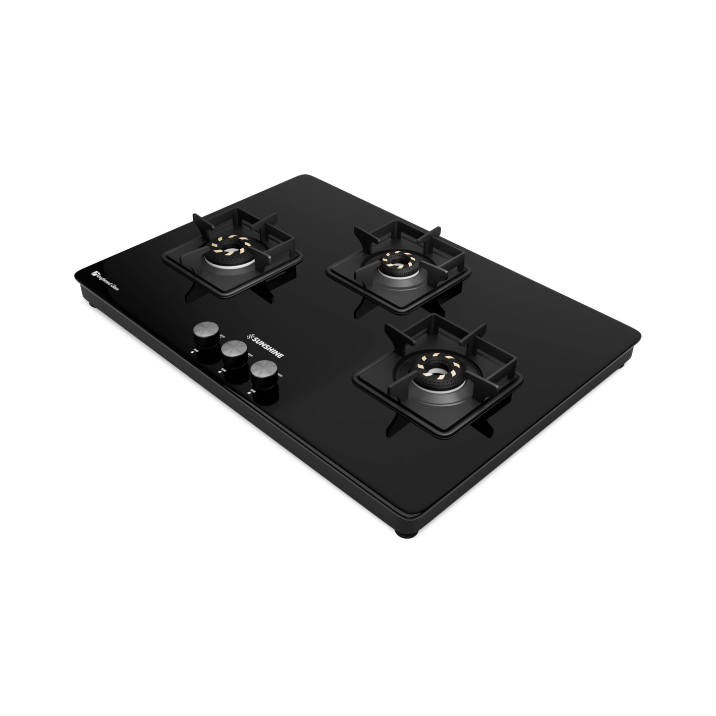 Sunshine Slimmest Magnite 3 Burner Glass Hob Top Cooktop Manual Ignition