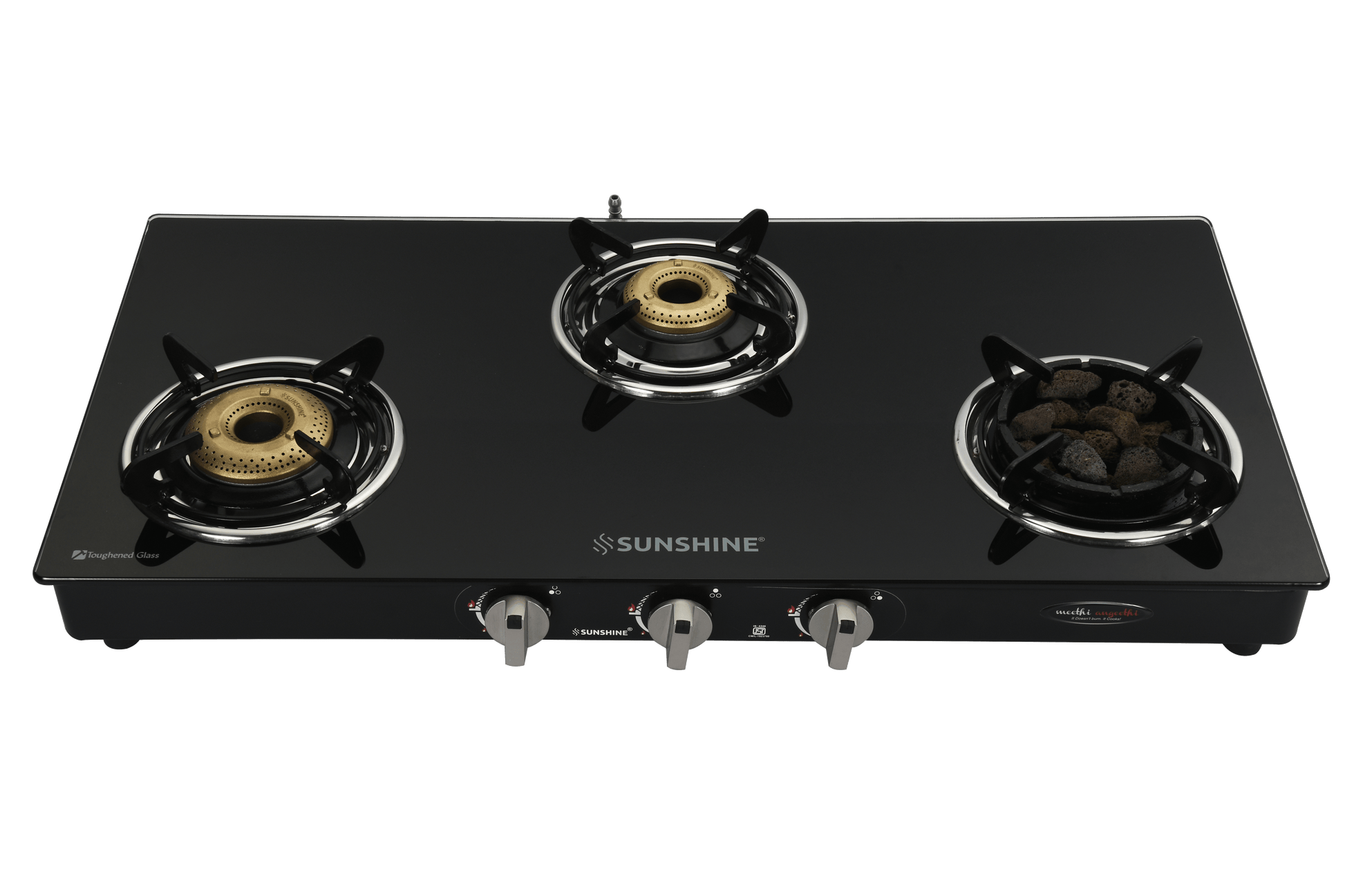 Sunshine Meethi Angeethi Pro 3 Burner Gas Stove Manual Ignition